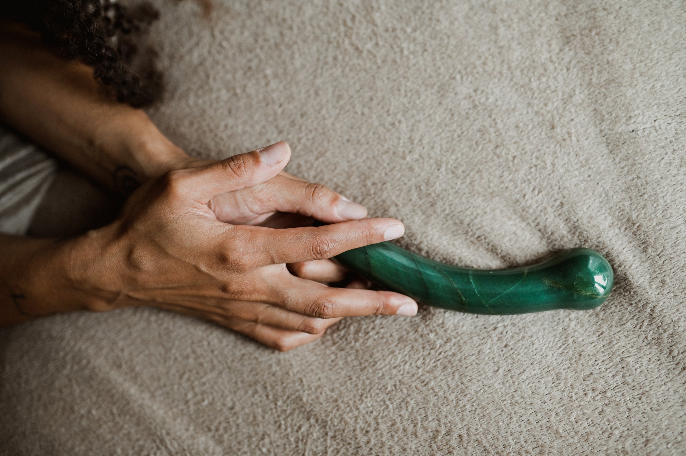 NEPHRITE JADE CURVED WAND